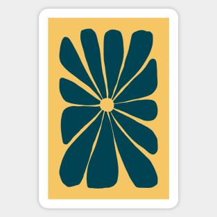 Charcoal, Yellow Modern Big Flower Sticker